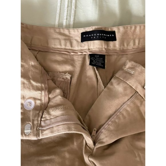 Grace Elements Petite Khaki Roll Bottom Capri Pants - Picture 10 of 11